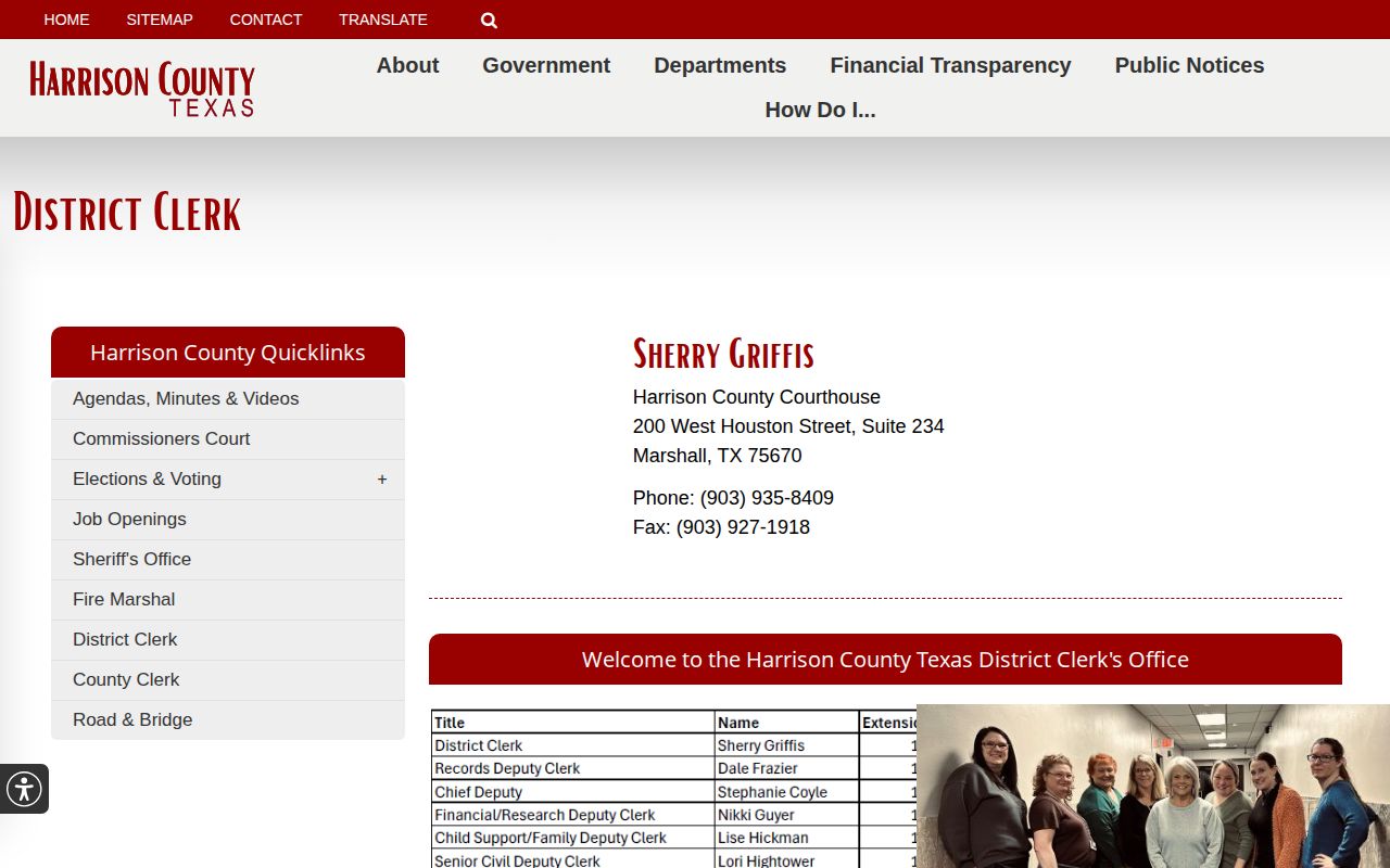 Harrison County District Clerk felony records page
